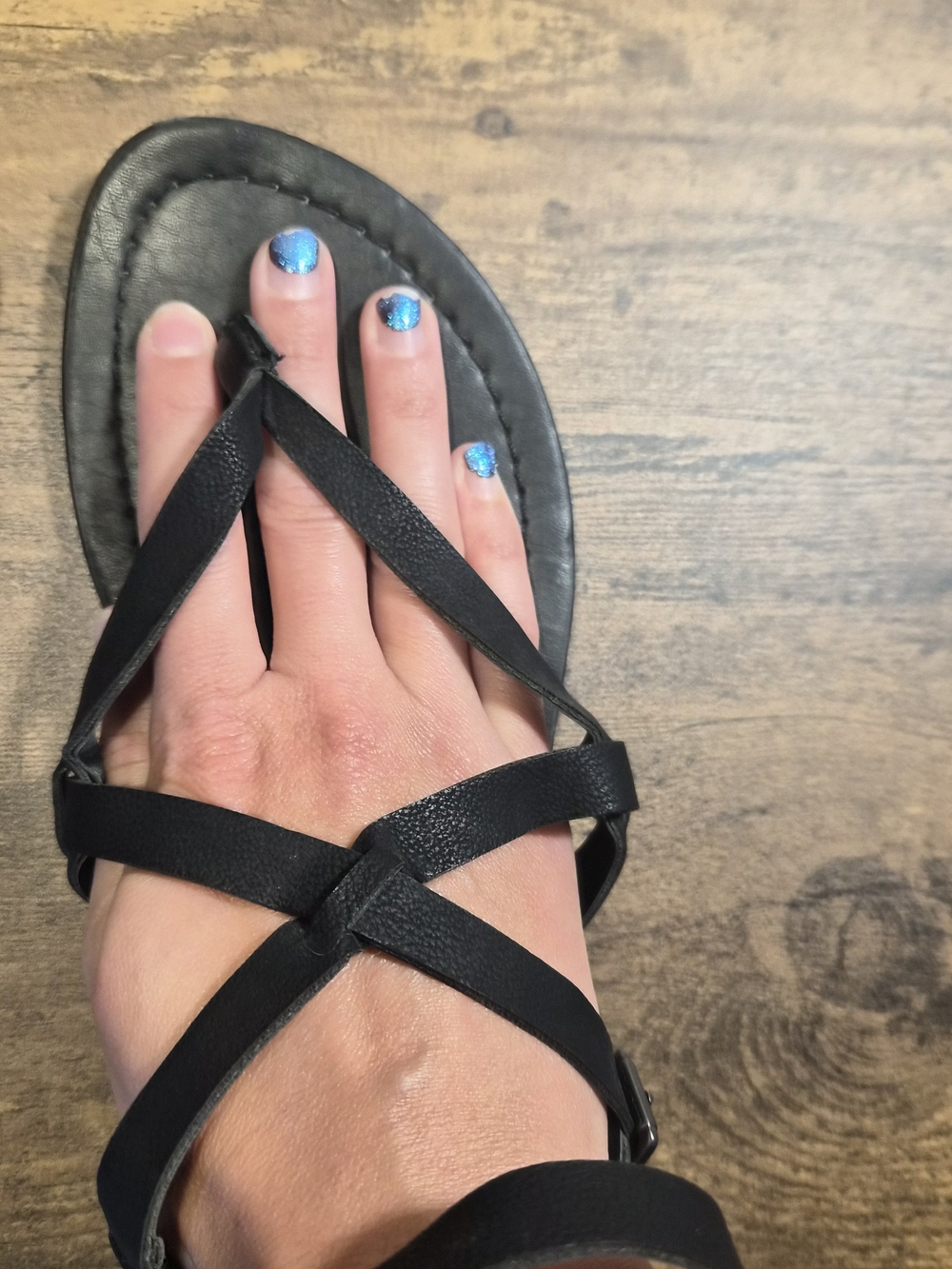 G by Guess Black Strappy Flat Sandals
